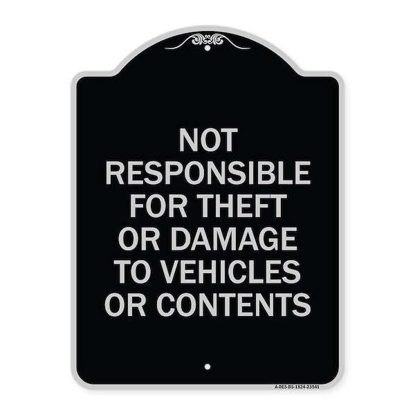 Signmission Not Responsible for Theft or Damage to Vehicles or Contents Heavy-Gauge Alum, 24" H, BS-1824-23541 A-DES-BS-1824-23541 - main